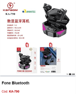 Fone Bluetooth R$17,1 PCS/CX:100