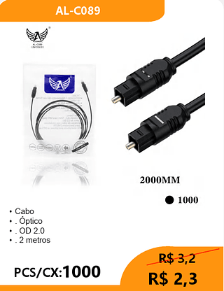 Cabo Óptico PCS/CX:1000 R$ 2,3