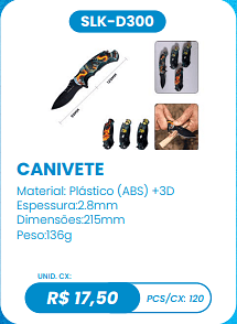 CANIVETE UNID. CX: R$ 17,50 PCS/CX: 120