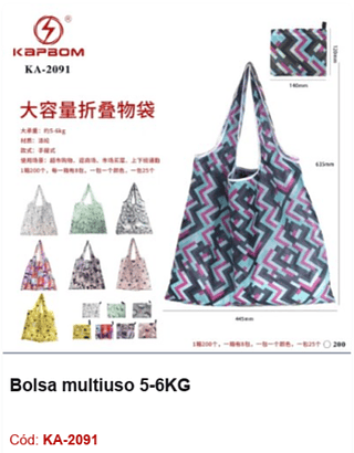 Bolsa multiuso 5-6KG R$ 7,2 PCS/cx: 200