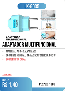 ADAPTADOR MULTIFUNCIONAL PCS/CX: 1000 UNID. CX: r$ 1,40