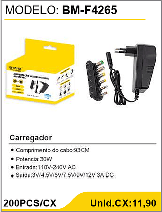 Carregador 200PCS/CX Unid.CX:11,90