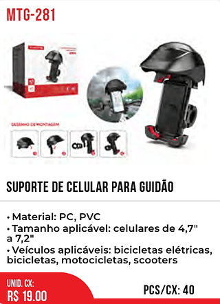 SUPORTE DE CELULAR PARA GUIDÃO 40pç=19$