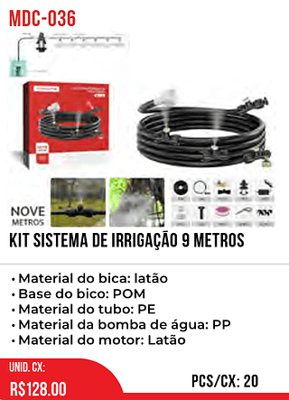 Kit Sistema De Irrigação 9 METROS 20pç=128$