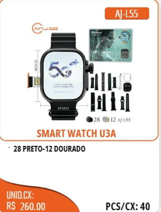 SMART WATCH U3A UNID.CX: RS 260.00 PCS/CX:40