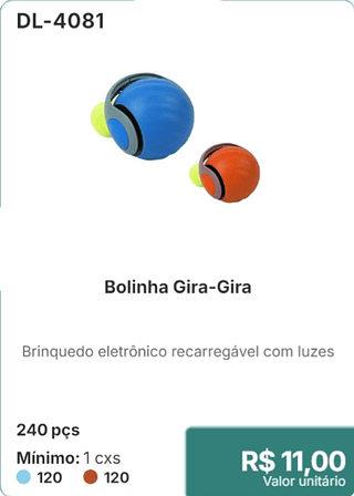Bolinha Gira-Gira 240 pçs R$ 11,00