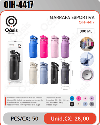 GARRAFA ESPORTIVA PCS/CX: 50 Unid.CX: 28,00