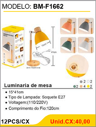 Luminaria de mesa 12PCS/CX Unid.CX:40,00