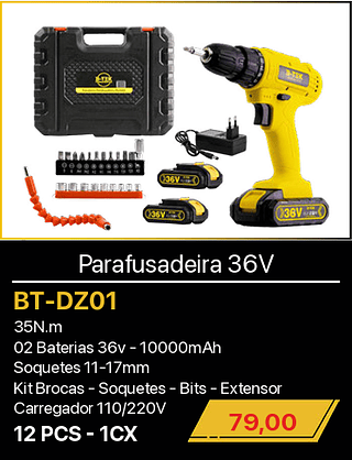 Parafusadeira 36V 12PCS R$79,00