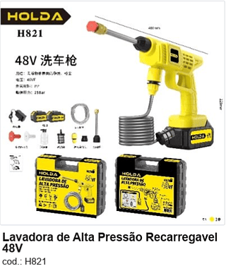 Lavadora de Alta Pressão Recarregavel 48V R$ 130,5 PC/CX:10