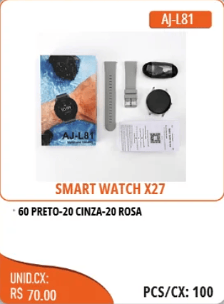 SMART WATCH X27 UNID.CX:RS 70.00 PCS/CX:100