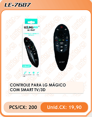 CONTROLE PARA LG MÁGICO COM SMART TV/3D 200PÇ=19,9$