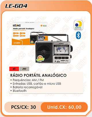 RÁDIO PORTÁTIL ANALÓGICO 30PÇ=60$