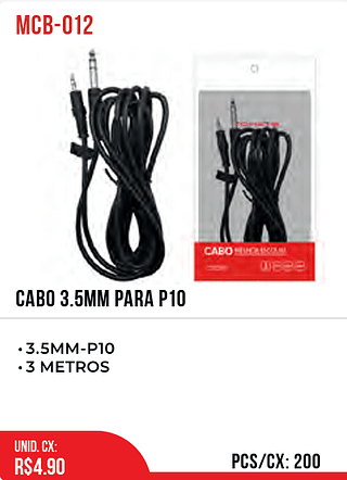 CABO 3.5MM PARA P10 100pç=6,5$