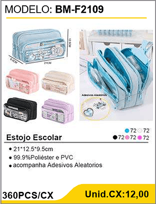 Estojo Escolar 360PCS/CX Unid.CX:12