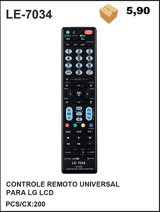 CONTROLE REMOTO UNIVERSAL PARA LG LCD 200pç=5,9$