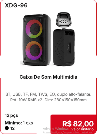 Caixa De Som Multimídia 12 pçs R$ 82.00