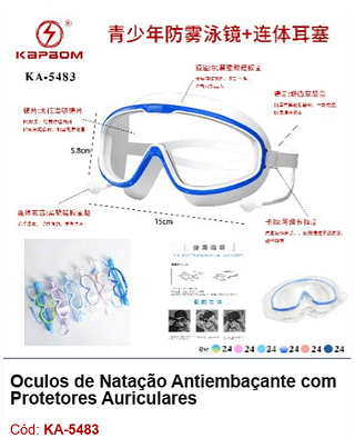 Óculos de Natação Antiembaçante com Protetores Auriculares R$ 18 PCS/CX: 144