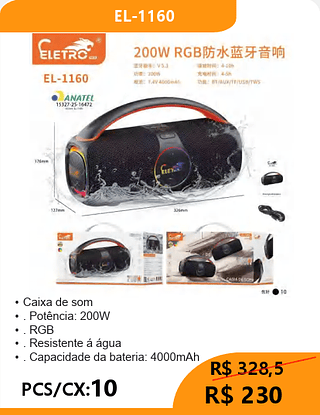 CAIXA DE SOM PCS/CX:10 R$230