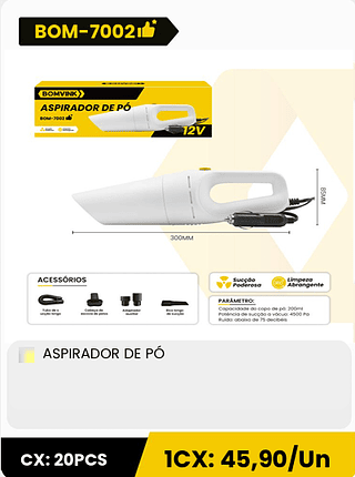 ASPIRADOR DE PÓ CX: 20PCS 1CX: 45,90/Un