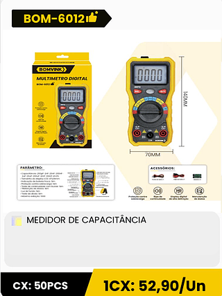 MEDIDOR DE CAPACITÂNCIA CX: 50PCS 1CX: 52,90/Un