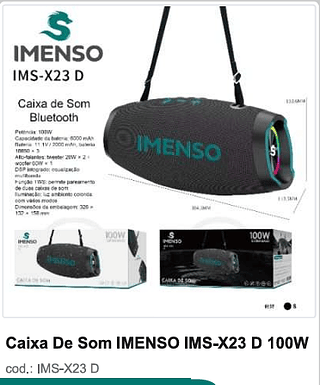 Caixa De Som IMENSO IMS-X23 D 100W R$ 252 PC/CX 8
