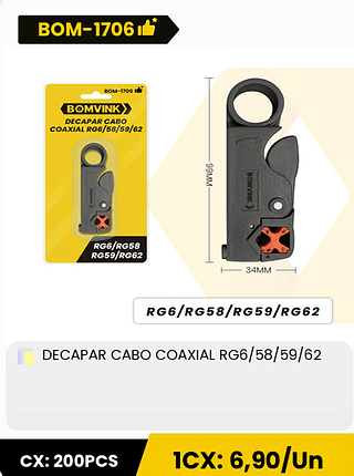 DECAPAR CABO COAXIAL RG6/58/59/62 CX: 200PCS 1CX: 6,90/Un