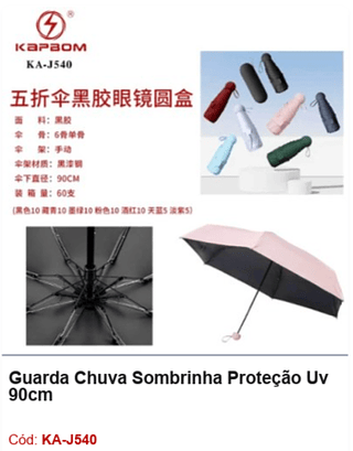 Guarda Chuva Sombrinha Proteção Uv 90cm R$ 16,2 PCS/CX: 60