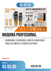 maquina profissional PCS/CX: 40 UNID. CX: r$ 65,00
