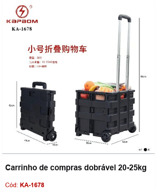 Carrinho de compras dobrável 20-25kg R$ 76,5 PCS/CX: 6
