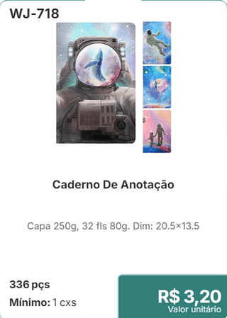 Caderno De Anotação 336 pçs R$ 3.20