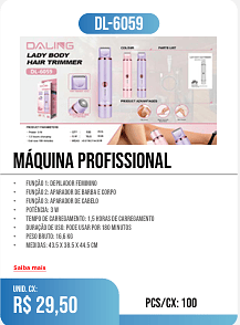 maquina profissional PCS/CX: 60 UNID. CX: r$ 28,00