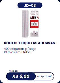 ROLO DE ETIQUETAS ADESIVAS UNID. CX: R$ 6,00 PCS/CX: 100