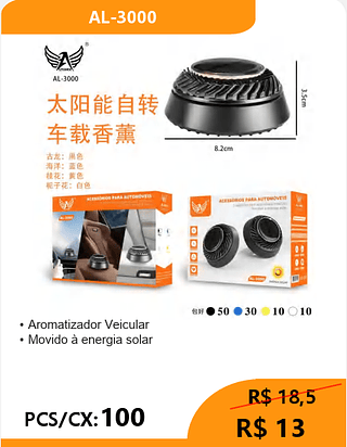 Aromatizador Veicular PCS/CX: 100 R$ 13