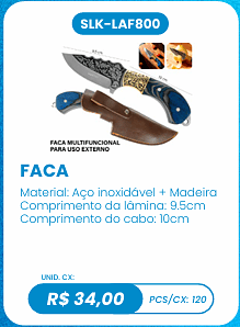 FACA UNID. CX: R$ 34,00 PCS/CX: 120