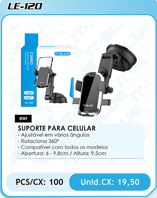 SUPORTE PARA CELULAR PCS/CX: 100 Unid.CX: 19,50