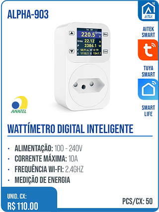 WATTÍMETRO DIGITAL INTELIGENTE UNID. CX: R$ 110.00 PCS/CX: 50