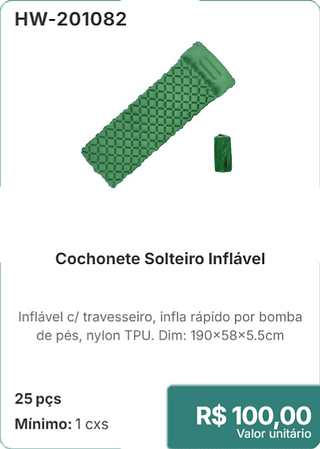 Colchonete Solteiro Inflável 25 pçs R$ 100.00
