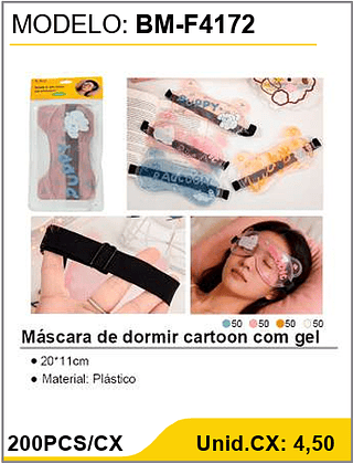 Máscara de dormir cartoon com gel 200PCS/CX Unid.CX: 4,50