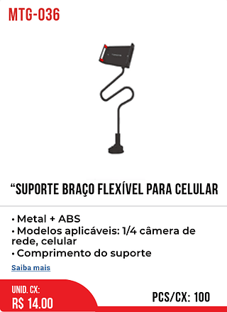 Suporte Braço Flexível Para Celular 100pç=14$