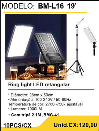 Ring light LED retangular 19´ 10PCS/CX Unid.CX:120,00