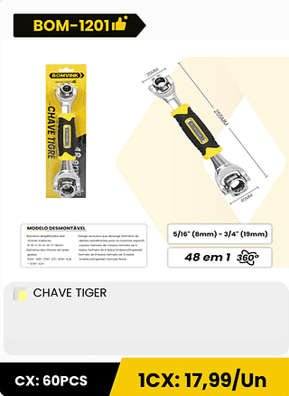 CHAVE TIGER CX: 60PCS 1CX: 17,99/Un