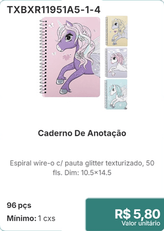Caderno De Anotação 96 pçs R$ 5.80