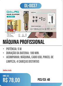 máquina profissional PCS/CX: 40 UNID. CX: r$ 78,00