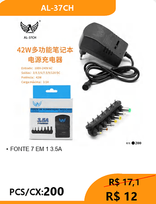 FONTE 7 EM 1 3.5A PCS/CX:200 R$ 12