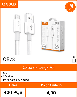 Cabo de carga V8 Caixa 400 PCS Preco Unitario 4,00