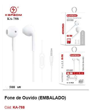 Fone de Ouvido R$2,97 PCS/CX:500