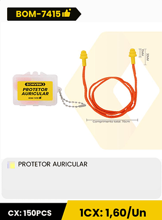 PROTETOR AURICULAR CX: 150PCS 1CX: 1,60/Un