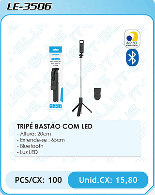 TRIPÉ BASTÃO COM LED PCS/CX: 100 Unid.CX: 15,80
