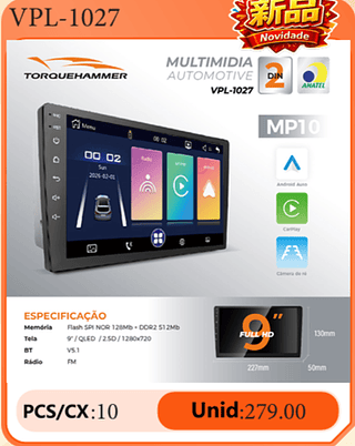 Multimidia Automotive PCS/CX:10 Unid:279.00